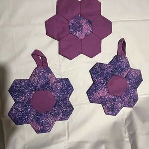 Purple Floral Quilted Pot Holders